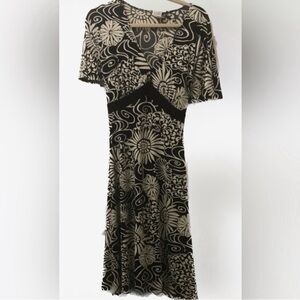 Maggy London Black & Cream Floral Dress~ Size 16